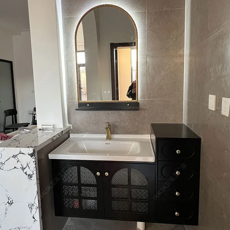 Retro bathroom cabinet combination bathroom washstand ceramic integrated hand washbasin cabinet
Retro bathroom cabinet combination bathroom washstand ceramic integrated hand washbasin cabinet