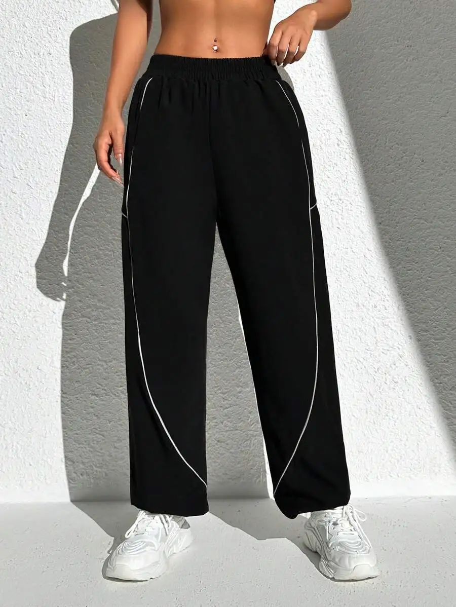 Black Side Striped Wide Leg Sport Joggers With Pockets For Women
Black Side Striped Wide Leg Sport Joggers With Pockets For Women