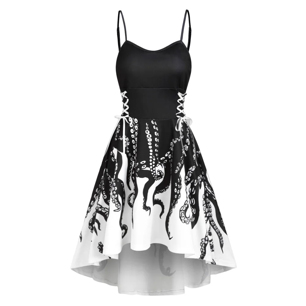 Gothic Party Women Dip Hem Lace Up Dress Empire Waist Sleeveless Fashion Dress Vestidos 2xl
Gothic Party Women Dip Hem Lace Up Dress Empire Waist Sleeveless Fashion Dress Vestidos 2xl