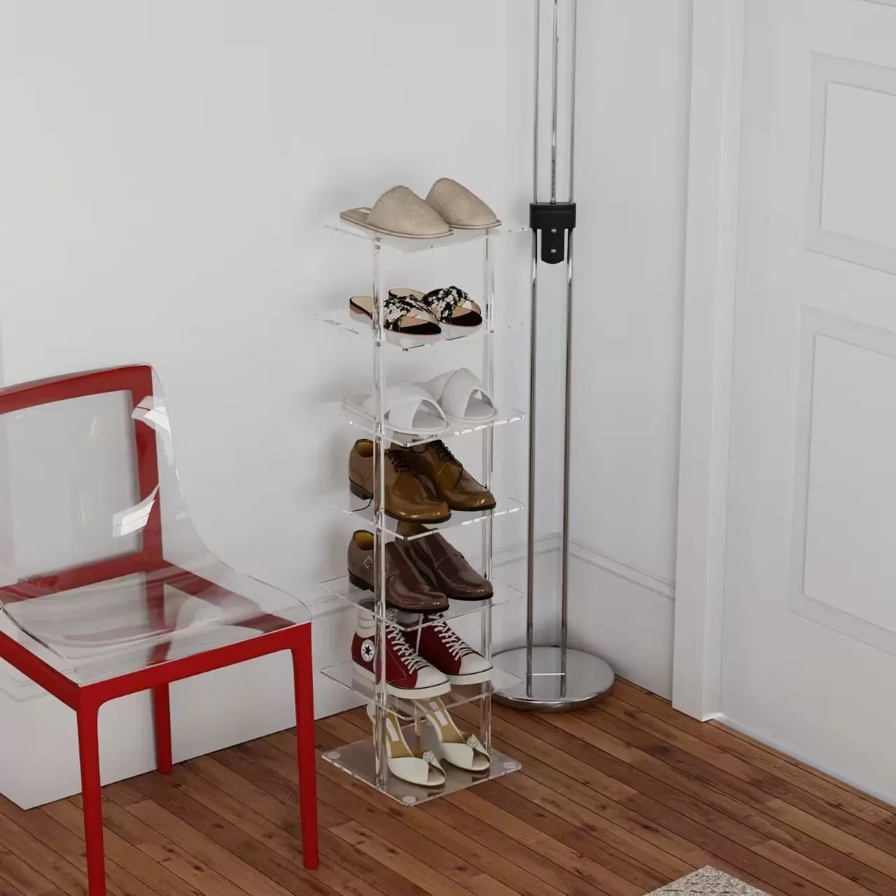Acrylic Transparent Seven Layer Shoe Rack Wall Mounted Storage Rack Home Furniture Shoe Storage Rack Indoor Outdoor Acrylic Stor
Acrylic Transparent Seven Layer Shoe Rack Wall Mounted Storage Rack Home Furniture Shoe Storage Rack Indoor Outdoor Acrylic Stor