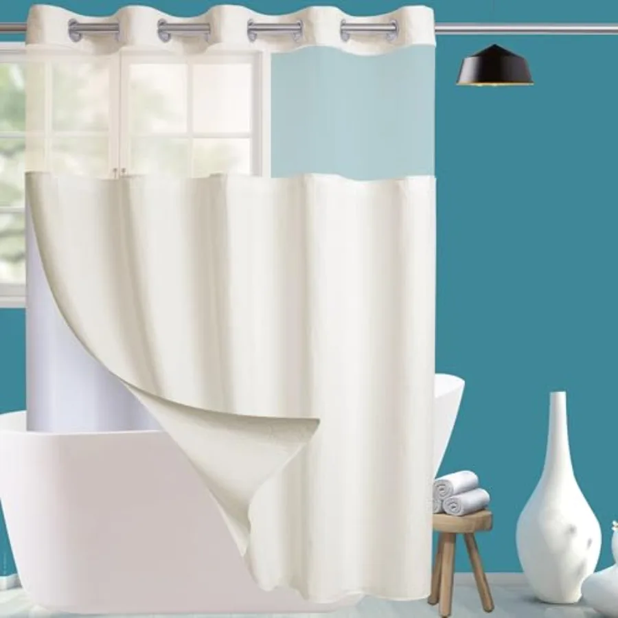 Extra Wide No Hook Waffle Weave Shower Curtain with Snap in Liner Set, 108" x 74" Hotel Luxury Beige Shower Curtains for Bathro
Extra Wide No Hook Waffle Weave Shower Curtain with Snap in Liner Set, 108" x 74" Hotel Luxury Beige Shower Curtains for Bathro