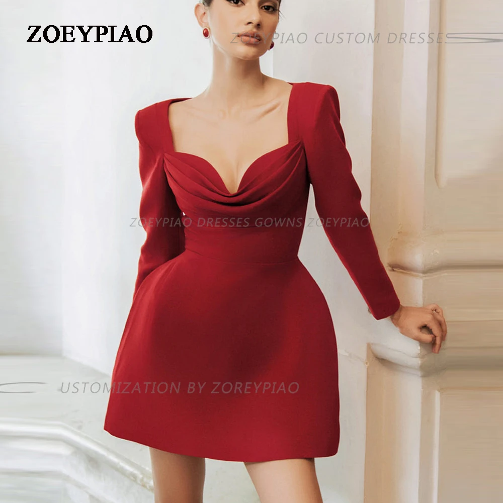 Ivory/Red Satin Short Wedding Party Dresses Full Sleeves Sweetheart Bride Dress Ball Gowns Women Mini Evening Prom Gowns
Ivory/Red Satin Short Wedding Party Dresses Full Sleeves Sweetheart Bride Dress Ball Gowns Women Mini Evening Prom Gowns
