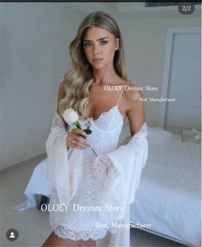 Сексуальные белые кружевные короткие свадебные платья OLOEY, вечерние платья с пальто, женское вечернее платье из двух частей, вечерняя одежда
Сексуальные белые кружевные короткие свадебные платья OLOEY, вечерние платья с пальто, женское вечернее платье из двух частей, вечерняя одежда