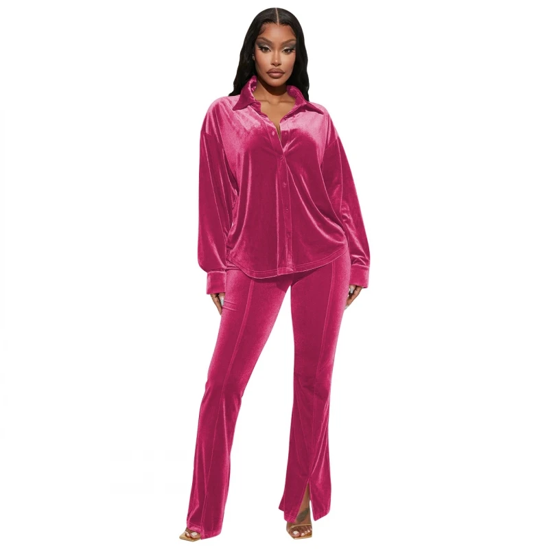 Velvet 2 Piece Women Set Spring Autumn Long Sleeve Shirt Blouse And Pants Suits Outfits Fashion Office Lady Matching Sets Outfit 
Velvet 2 Piece Women Set Spring Autumn Long Sleeve Shirt Blouse And Pants Suits Outfits Fashion Office Lady Matching Sets Outfit
