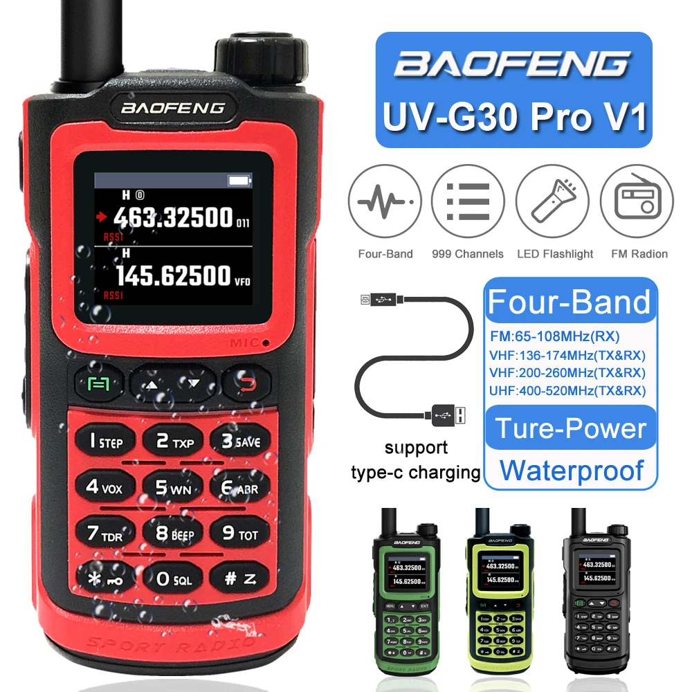 Baofeng 10W Walkie Talkie Four Bands Long Range Portable Ham Radios Copy Frequency Waterproof 2-Way Radio 10 NOAA UV-G30 Pro V1
Baofeng 10W Walkie Talkie Four Bands Long Range Portable Ham Radios Copy Frequency Waterproof 2-Way Radio 10 NOAA UV-G30 Pro V1