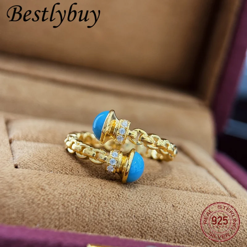 Кольцо с натуральной бирюзой, чистое серебро S925, оригинальная цепочка, дизайнерское кольцо для женщин, легкие роскошные высококачественные ювелирные изделия 18 карат
Кольцо с натуральной бирюзой, чистое серебро S925, оригинальная цепочка, дизайнерское кольцо для женщин, легкие роскошные высококачественные ювелирные изделия 18 карат