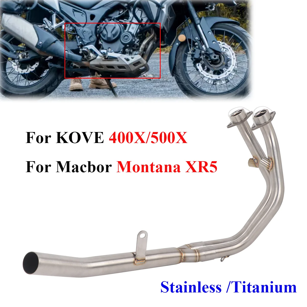 Выхлопная система для мотоциклов KOVE 500X 400X Macbor Montana XR5: передняя соединительная труба, выхлопная труба XR5, титановый коллектор.
Выхлопная система для мотоциклов KOVE 500X 400X Macbor Montana XR5: передняя соединительная труба, выхлопная труба XR5, титановый коллектор.