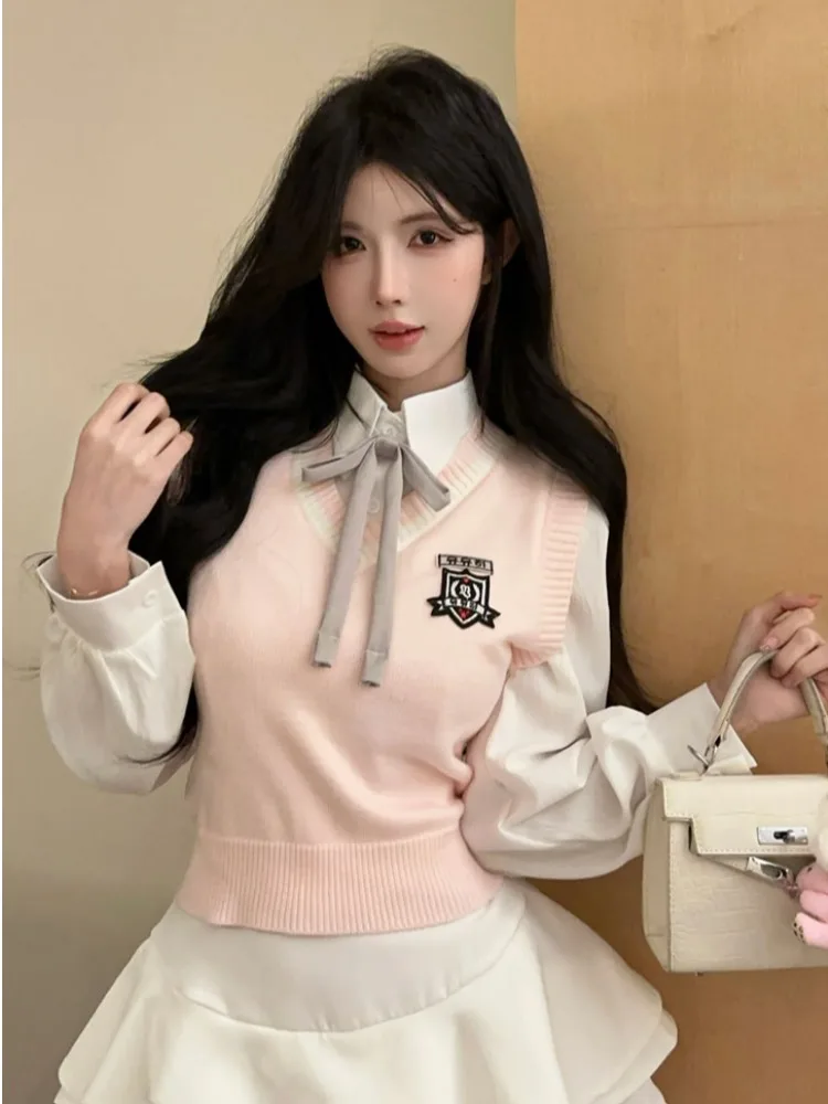 Sweet Spicy School Girl Style JK Uniform White Shirt Layered Pink Vest High Waist Puffy Short Skirt Fashionable Autumn Winter...
Sweet Spicy School Girl Style JK Uniform White Shirt Layered Pink Vest High Waist Puffy Short Skirt Fashionable Autumn Winter...