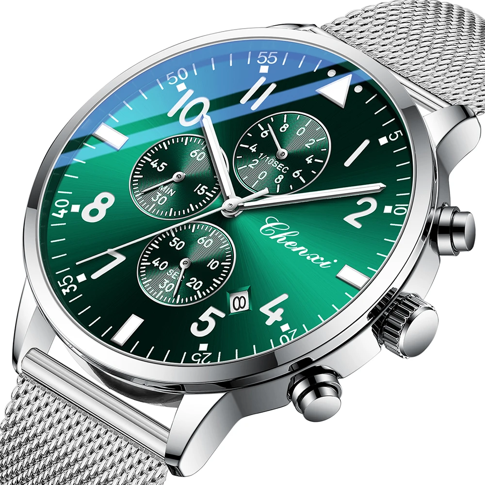CHENXI Luxury Watches For Man Chronograph Luminous Waterproof stainless steel Mesh Strap Fashion Sports Men's Watch
CHENXI Luxury Watches For Man Chronograph Luminous Waterproof stainless steel Mesh Strap Fashion Sports Men's Watch