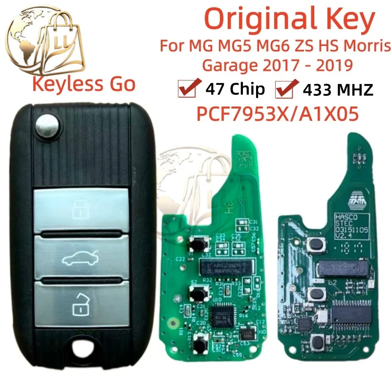 Original Smart Remote Car Key For MG MG5 Morris Garage ZS MG6 HS 2017 2018 2019 Keyless Go 3 Buttons 433mhz ID47 PCF7/ A1X05953X
Original Smart Remote Car Key For MG MG5 Morris Garage ZS MG6 HS 2017 2018 2019 Keyless Go 3 Buttons 433mhz ID47 PCF7/ A1X05953X
