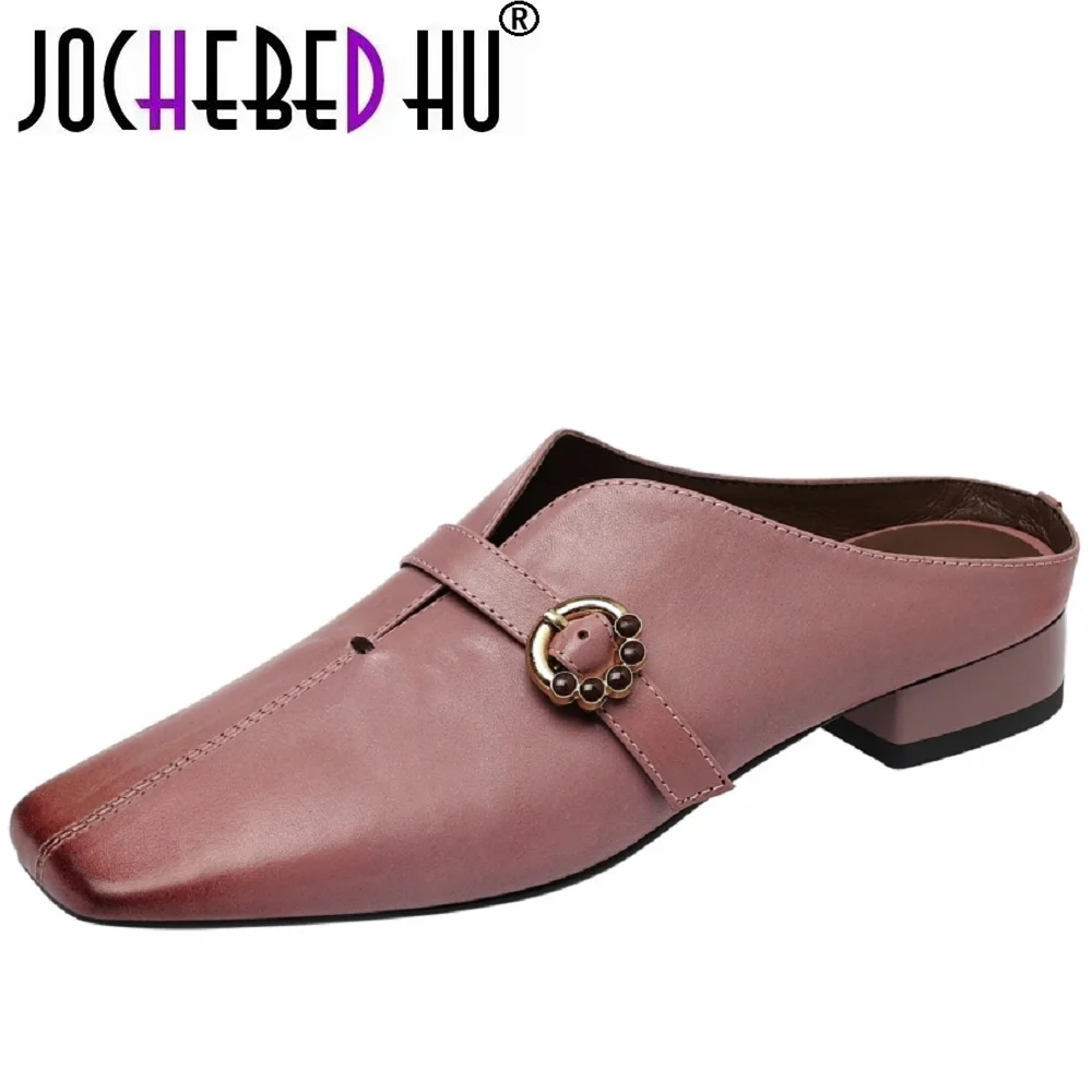 【JOCHEBED HU】Women Handmade Genuine Leather Retro Solid Color Square Toe Casual Slippers Outdoor Mid Hells Slip-On Ladies 34-40
【JOCHEBED HU】Women Handmade Genuine Leather Retro Solid Color Square Toe Casual Slippers Outdoor Mid Hells Slip-On Ladies 34-40