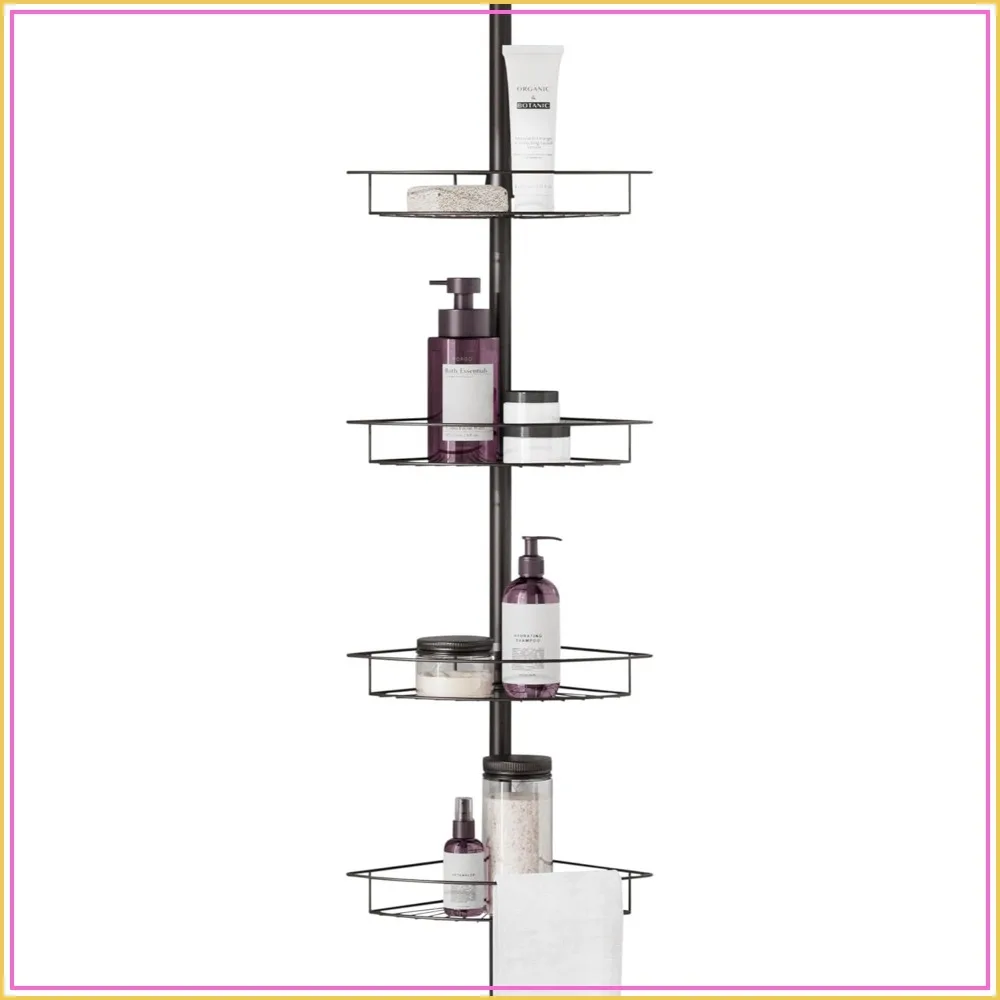 Adjustable Tension Pole Shower Caddy, 60-97 inch, 4 Baskets & Towel Bar, Rust-Resistant, Bronze
Adjustable Tension Pole Shower Caddy, 60-97 inch, 4 Baskets & Towel Bar, Rust-Resistant, Bronze