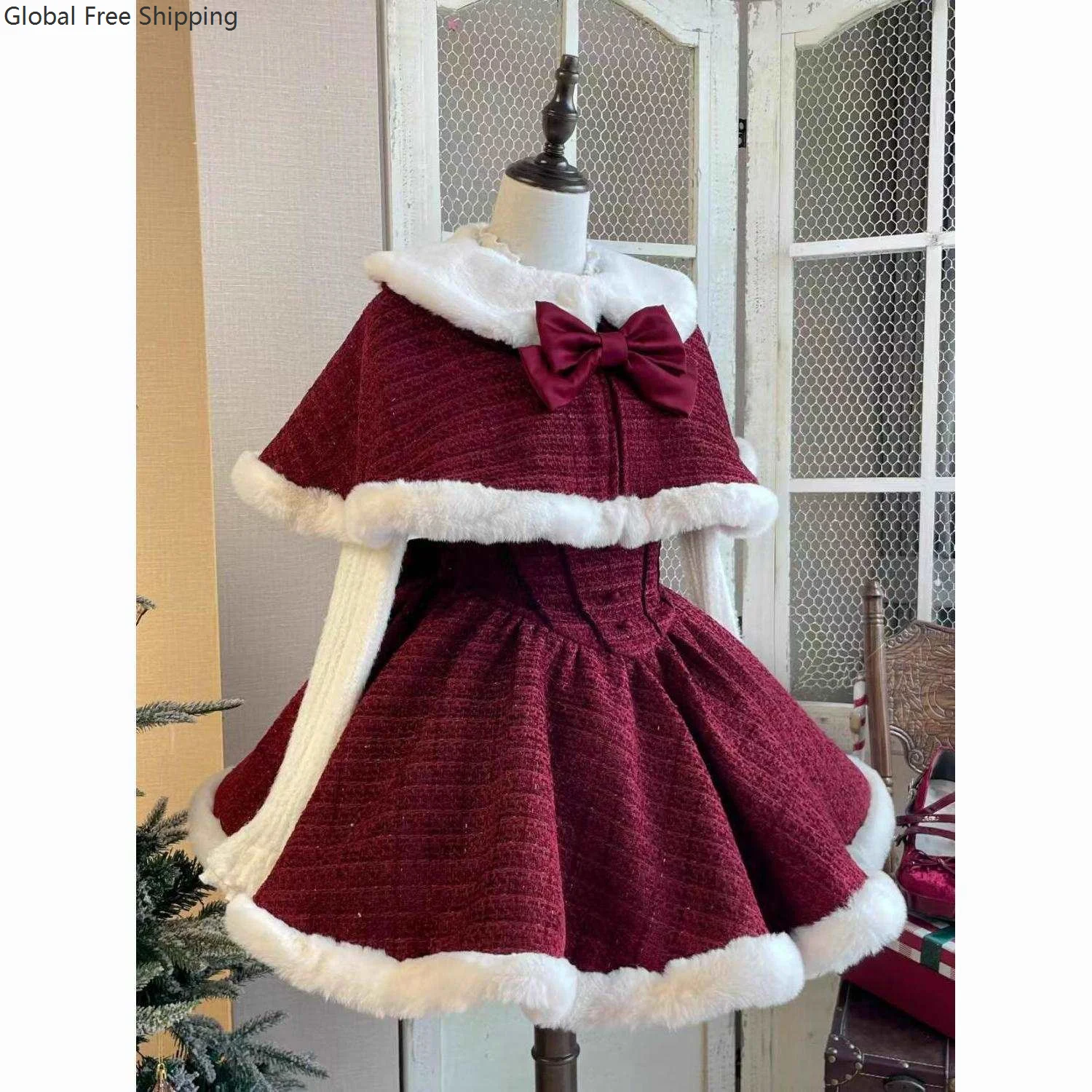Sweet Lolita Style Dress Suit Women's Elegant Bowknot Plush Shawl Short Jacket Mini Skirt Suit Kawaii Christmas New Year 3-piece
Sweet Lolita Style Dress Suit Women's Elegant Bowknot Plush Shawl Short Jacket Mini Skirt Suit Kawaii Christmas New Year 3-piece