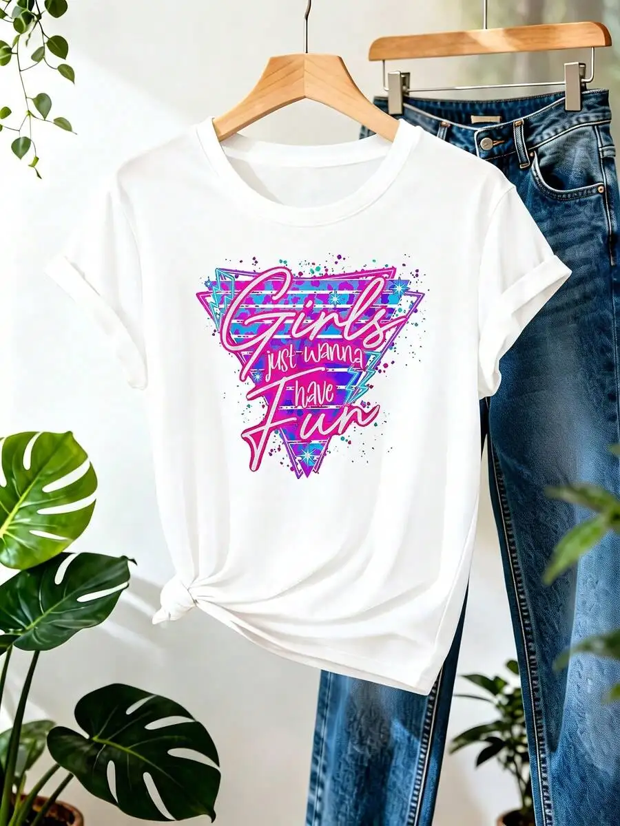 Womens Retro 80s Neon Just Wanna Have Fun Graphic T-Shirt Short Sleeve Round Neck Casual Loose Fit
Womens Retro 80s Neon Just Wanna Have Fun Graphic T-Shirt Short Sleeve Round Neck Casual Loose Fit
