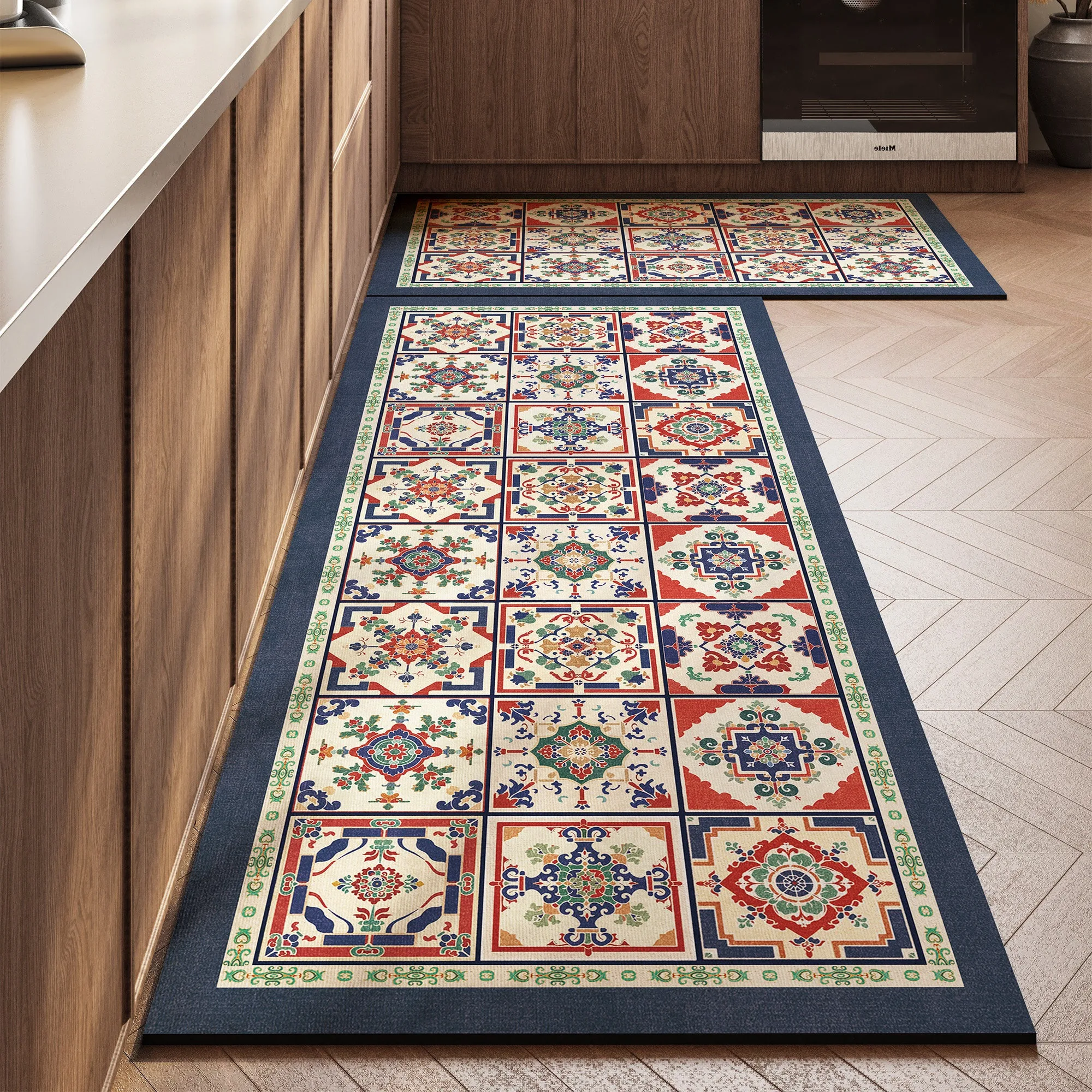 Vintage Bohemian Kitchen Rug PVC Leather Non-slip Floor Mat Dirty Resistant Washable Carpet Long Rugs Home Decoration שטיח למטבח
Vintage Bohemian Kitchen Rug PVC Leather Non-slip Floor Mat Dirty Resistant Washable Carpet Long Rugs Home Decoration שטיח למטבח