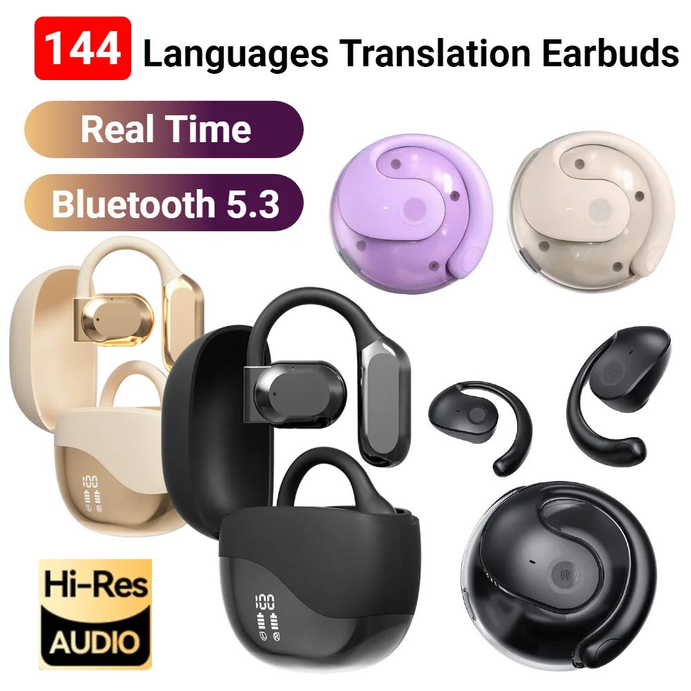 Wireless BT AI Translation Earbuds Real Time Translators Headphone Two-Way Instant Voice Translator Ear Hook for Business Travel
Wireless BT AI Translation Earbuds Real Time Translators Headphone Two-Way Instant Voice Translator Ear Hook for Business Travel