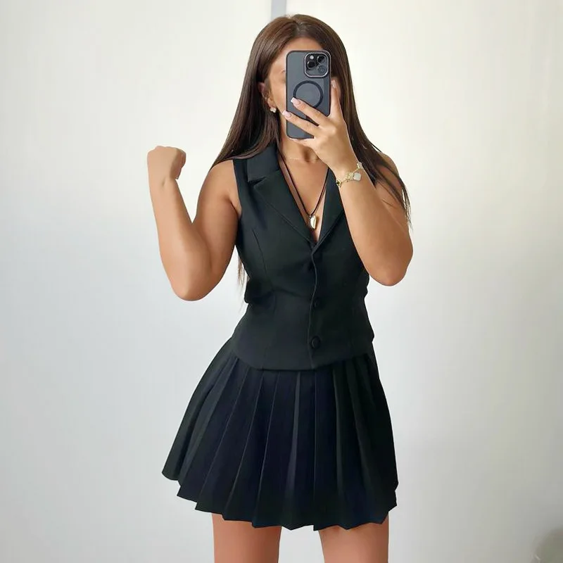 Two Piece Sets Women Skirt Set Turn Down Collar Matching Sets Tops Short Skirts Pleated A Line High Waist Y2k Streetwear Elegant
Two Piece Sets Women Skirt Set Turn Down Collar Matching Sets Tops Short Skirts Pleated A Line High Waist Y2k Streetwear Elegant