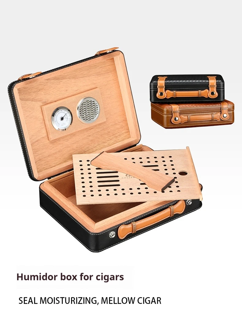 Коробка для сигар, портативная коробка для удержания влаги сигар, коробка для сигар из кедрового дерева, дорожная запираемая коробка большой вместимости, кожаная коробка для сигар
Коробка для сигар, портативная коробка для удержания влаги сигар, коробка для сигар из кедрового дерева, дорожная запираемая коробка большой вместимости, кожаная коробка для сигар