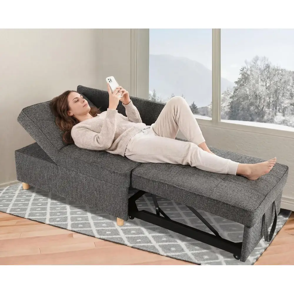 4-in-1 Convertible Sofa Bed, 3-Seat Linen Loveseat with 2 Pillows, Recliner or Space-Saving Couch, Grey
4-in-1 Convertible Sofa Bed, 3-Seat Linen Loveseat with 2 Pillows, Recliner or Space-Saving Couch, Grey