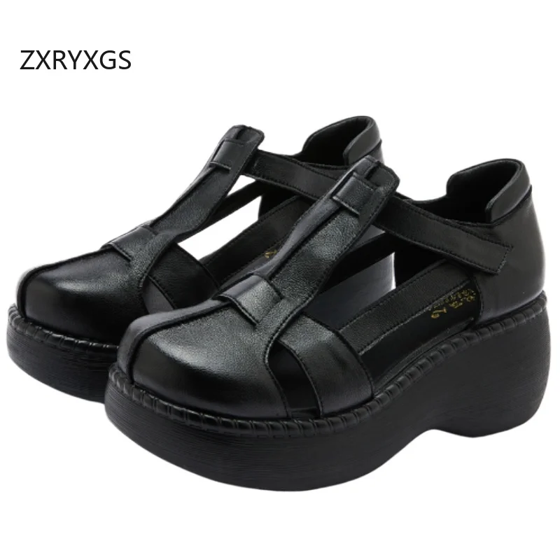 ZXRYXGS 2026 Top Layer Cowhide Round Toe Hollow Women Genuine Leather Sandals Platform Heighten Sandals Wedges High Heel Sandals
ZXRYXGS 2026 Top Layer Cowhide Round Toe Hollow Women Genuine Leather Sandals Platform Heighten Sandals Wedges High Heel Sandals