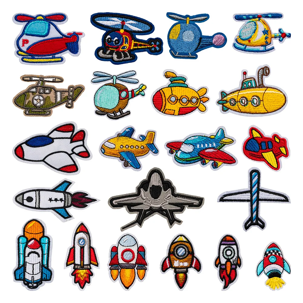 Hot Selling Cartoon Airplane Rocket Children's Clothing Embroidery Iron on Patches Stickers for DIY Hat Jeans T-shirt Bags Socks
Hot Selling Cartoon Airplane Rocket Children's Clothing Embroidery Iron on Patches Stickers for DIY Hat Jeans T-shirt Bags Socks