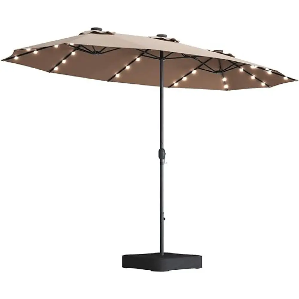 15x9ft Large Double-Sided Rectangular Outdoor Twin Patio Market Umbrella with light and base- taupe
15x9ft Large Double-Sided Rectangular Outdoor Twin Patio Market Umbrella with light and base- taupe