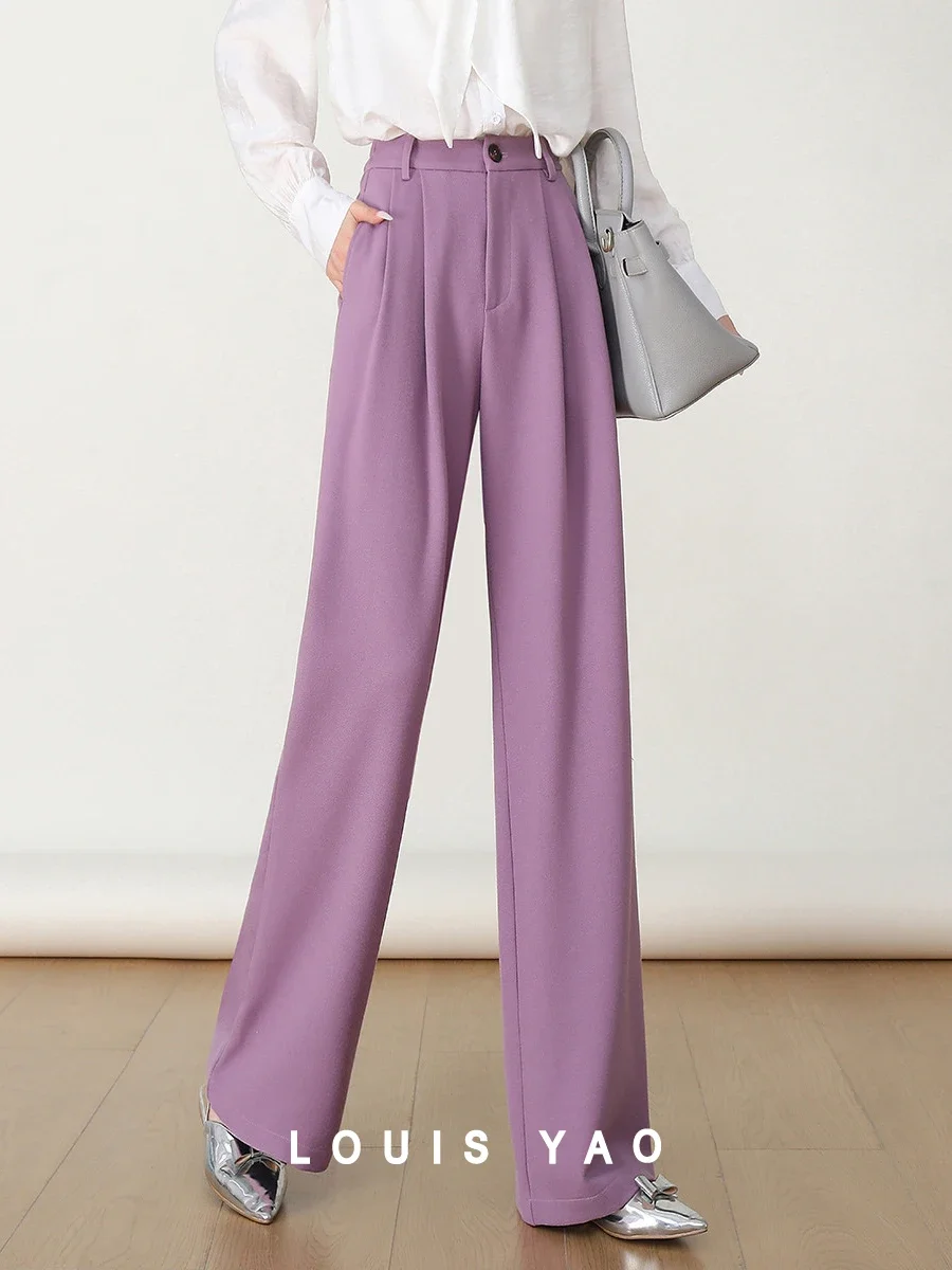 LOUIS YAO Women Pants Casual Straight Loose Wide Leg Pants Elastic Waist Office Lady Fashion Long Basic Purple Black Trousers
LOUIS YAO Women Pants Casual Straight Loose Wide Leg Pants Elastic Waist Office Lady Fashion Long Basic Purple Black Trousers