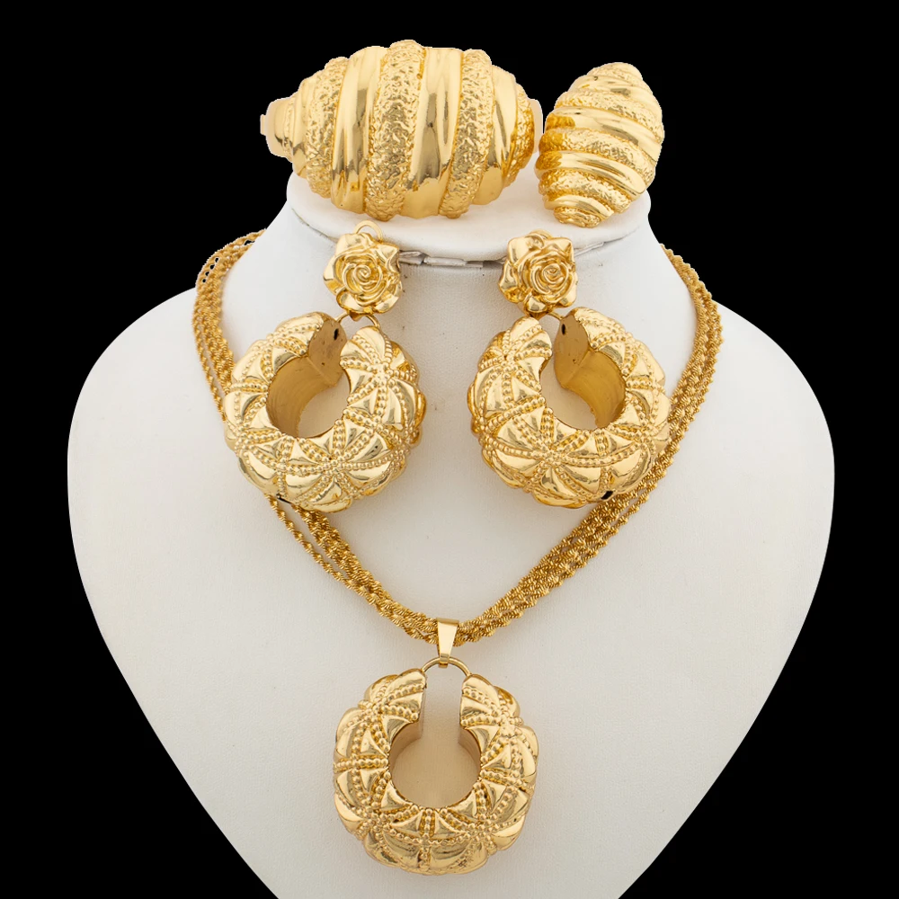 African Weddings Necklace Earrings Jewelry Set for Women Dangle Earrings and Chain Necklace Engagement Bride Bangle Ring Set
African Weddings Necklace Earrings Jewelry Set for Women Dangle Earrings and Chain Necklace Engagement Bride Bangle Ring Set