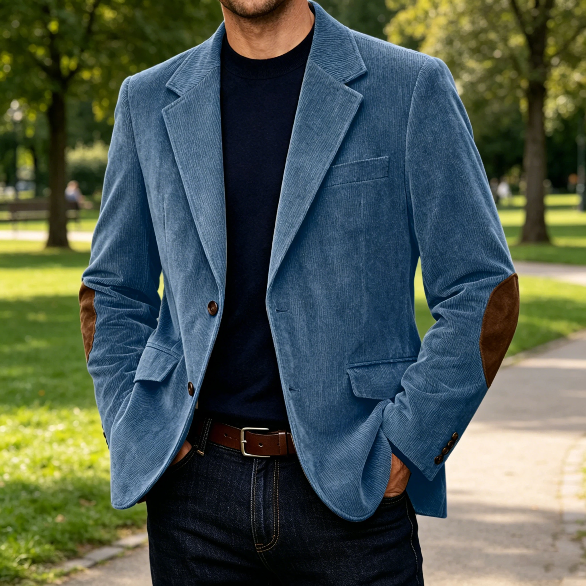 Vintage Men's Corduroy Blazer with Elbow Patches Slim Fit Business Casual Suit Jacket Notched Lapel 2 Button Sport Coat for Men
Vintage Men's Corduroy Blazer with Elbow Patches Slim Fit Business Casual Suit Jacket Notched Lapel 2 Button Sport Coat for Men
