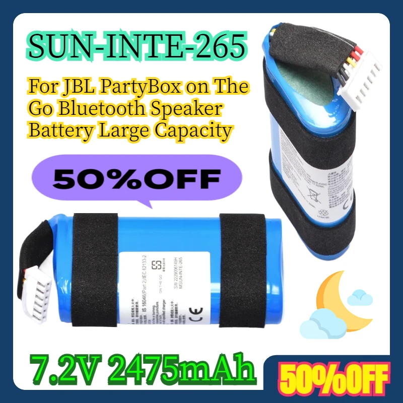 7.2V 2475mAh For JBL PartyBox on The Go Bluetooth Speaker Battery SUN-INTE-26 Large Capacity
7.2V 2475mAh For JBL PartyBox on The Go Bluetooth Speaker Battery SUN-INTE-26 Large Capacity