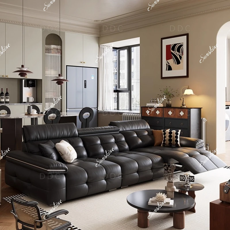 Italian retro adjustable flat push leather sofa living room electric multi-function
Italian retro adjustable flat push leather sofa living room electric multi-function