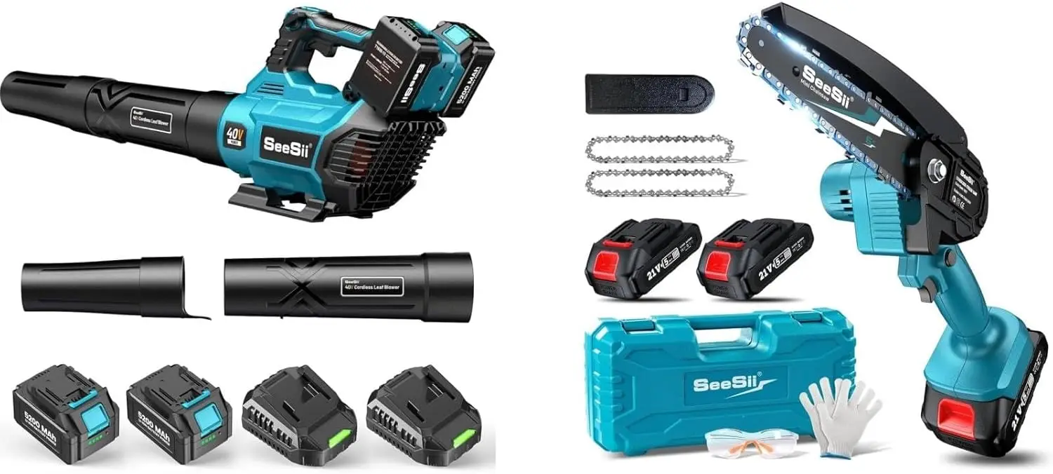 Mini Chainsaw Cordless 6-inch, Handheld Electric Power Chain Saw with 2 Batteries + 40V Leaf Blower Cordless, 680CFM/210MPH Brus
Mini Chainsaw Cordless 6-inch, Handheld Electric Power Chain Saw with 2 Batteries + 40V Leaf Blower Cordless, 680CFM/210MPH Brus