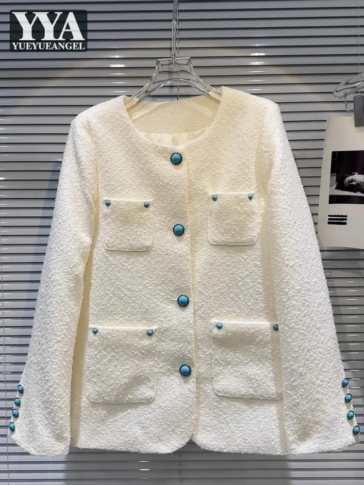 Elegant Office Ladies Tweed Jacket O-Neck Single Breasted Fashion Medium Long Casual Outerwear Women New Spring Autumn Jacket
Elegant Office Ladies Tweed Jacket O-Neck Single Breasted Fashion Medium Long Casual Outerwear Women New Spring Autumn Jacket