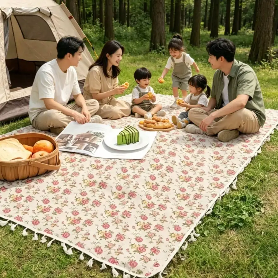 One Outdoor Picnic Mat, A Pastoral-Style Rose-Patterned Cotton-Linen Blend Picnic Mat With Tassels, A Camping Floral Print Mat, A Moisture-Proof Fabric Mat, A Picnic Mat, A Portable Picnic Blanket For Home Use, And A Tablecloth.
One Outdoor Picnic Mat, A Pastoral-Style Rose-Patterned Cotton-Linen Blend Picnic Mat With Tassels, A Camping Floral Print Mat, A Moisture-Proof Fabric Mat, A Picnic Mat, A Portable Picnic Blanket For Home Use, And A Tablecloth.