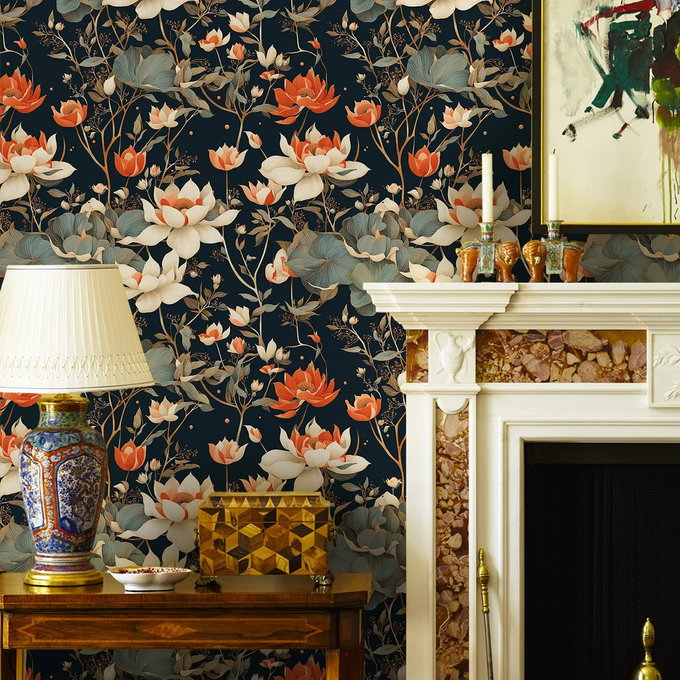 Vintage Lotus Peel and Stick Wallpaper, Dark Floral Removable Wall Mural, Self-Adhesive Oriental Flower Decor for Home Bedroom
Vintage Lotus Peel and Stick Wallpaper, Dark Floral Removable Wall Mural, Self-Adhesive Oriental Flower Decor for Home Bedroom