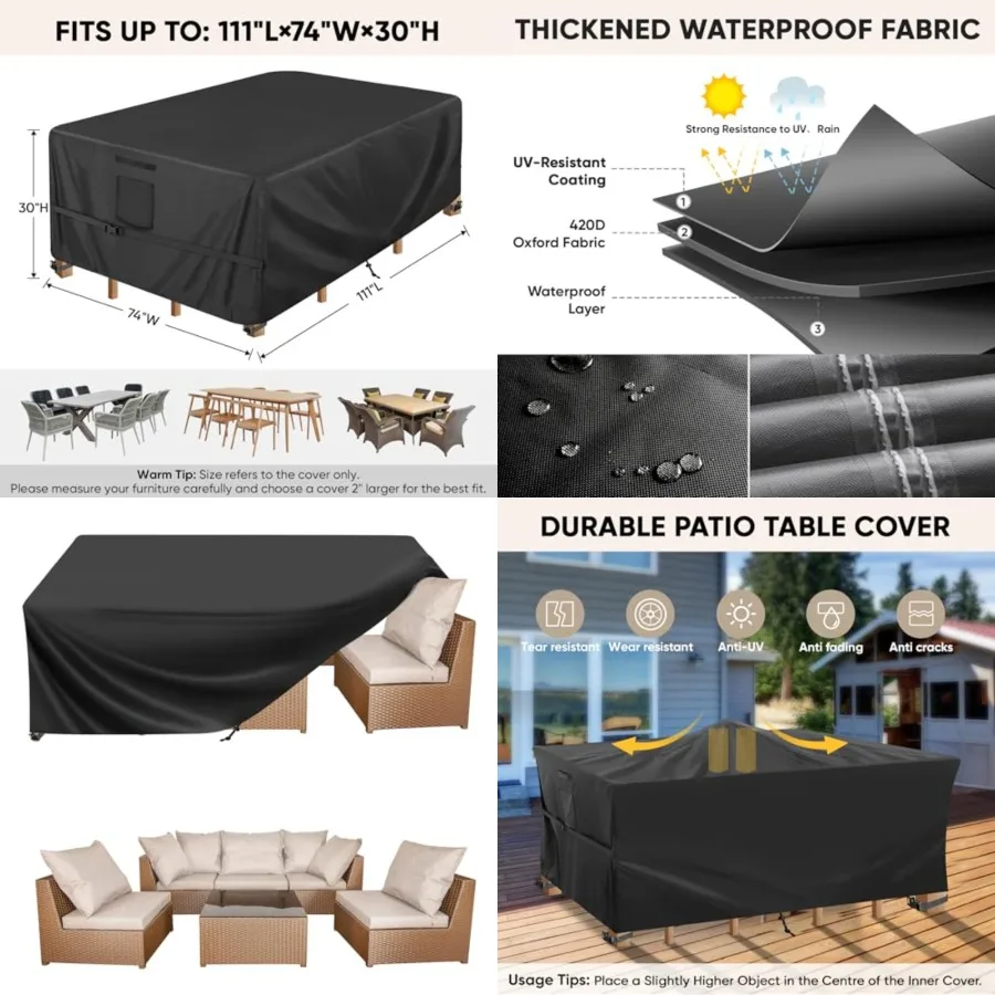 Patio Furniture Covers, Outdoor Furniture Covers Waterproof, Heavy Duty Oxford Patio Table Cover for Outdoor Table, Chair, Sofa
Patio Furniture Covers, Outdoor Furniture Covers Waterproof, Heavy Duty Oxford Patio Table Cover for Outdoor Table, Chair, Sofa
