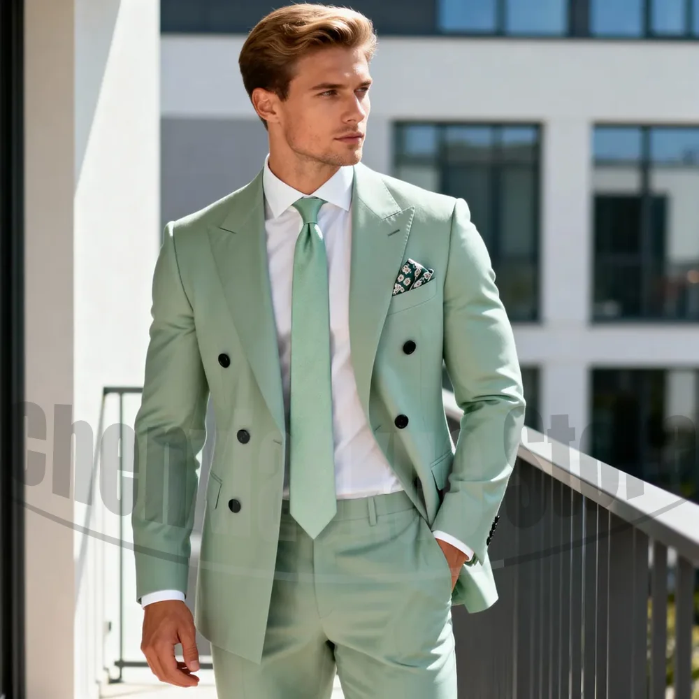 Mint Green Men Suit 2 Piece Double Breasted Peak Lapel Slim Formal Wedding Blazer Pants For Business Banquet Party Tuxedo
Mint Green Men Suit 2 Piece Double Breasted Peak Lapel Slim Formal Wedding Blazer Pants For Business Banquet Party Tuxedo