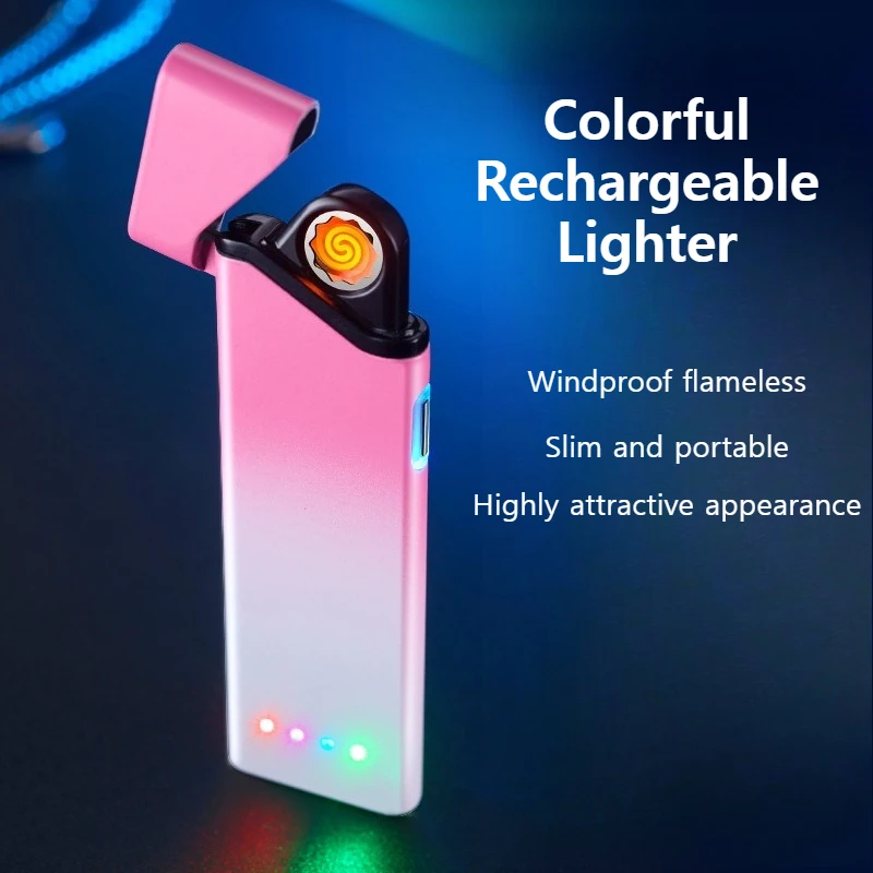 Ultra-Thin Gradient USB Rechargeable Lighter,Colorful LED Light Touch Sensor Lighter,Windproof Flameless Electric Lighter,Gift
Ultra-Thin Gradient USB Rechargeable Lighter,Colorful LED Light Touch Sensor Lighter,Windproof Flameless Electric Lighter,Gift