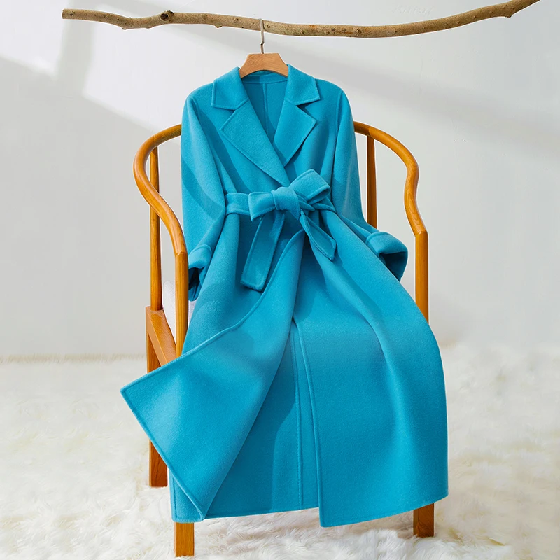2023 New Autumn Winter Double sided Cashmere Coat Women's Fashion Slim Matching Belt Wool Coats Solid Slim Female Long Overcoat
2023 New Autumn Winter Double sided Cashmere Coat Women's Fashion Slim Matching Belt Wool Coats Solid Slim Female Long Overcoat