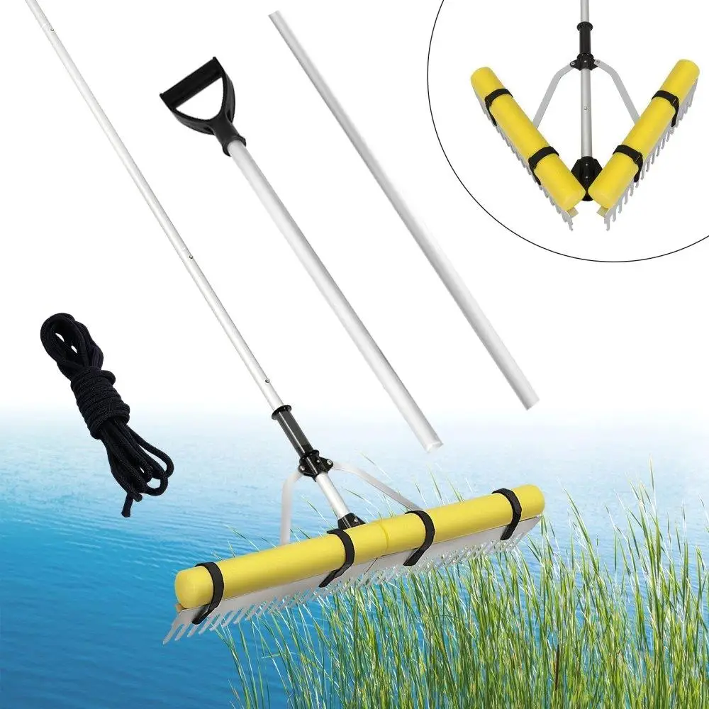Landscape Rake, 36" Head Aluminum Landscape Rake, Lake Weed Rake with 102.36" Adjustable Extension Handle, Rope and Float, for
Landscape Rake, 36" Head Aluminum Landscape Rake, Lake Weed Rake with 102.36" Adjustable Extension Handle, Rope and Float, for
