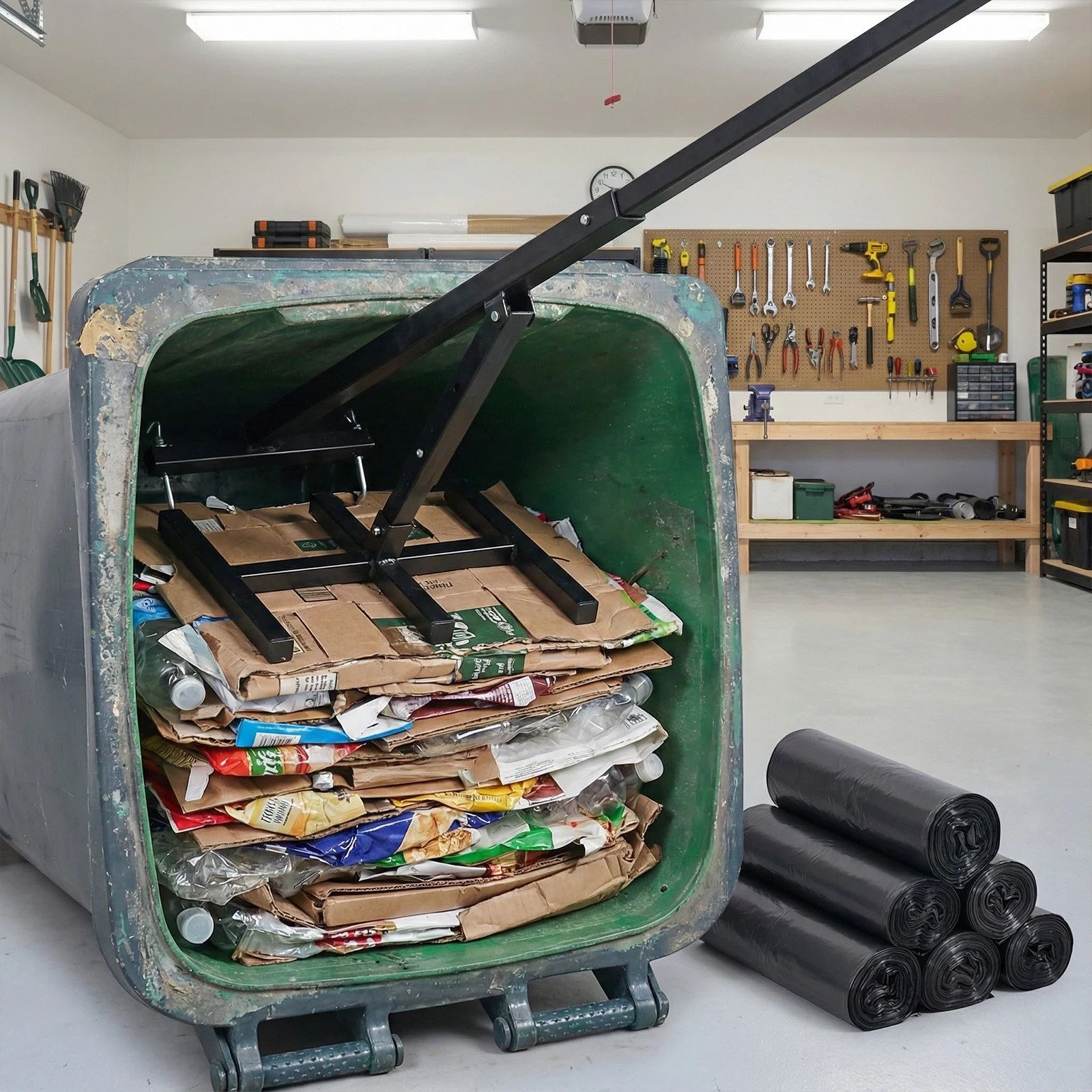 Compacting Trash Can Tool Adjustable Touchless Trash Bin Compactor Multi-Purpose Household Garbage Can Booster for 120-660L Bins
Compacting Trash Can Tool Adjustable Touchless Trash Bin Compactor Multi-Purpose Household Garbage Can Booster for 120-660L Bins