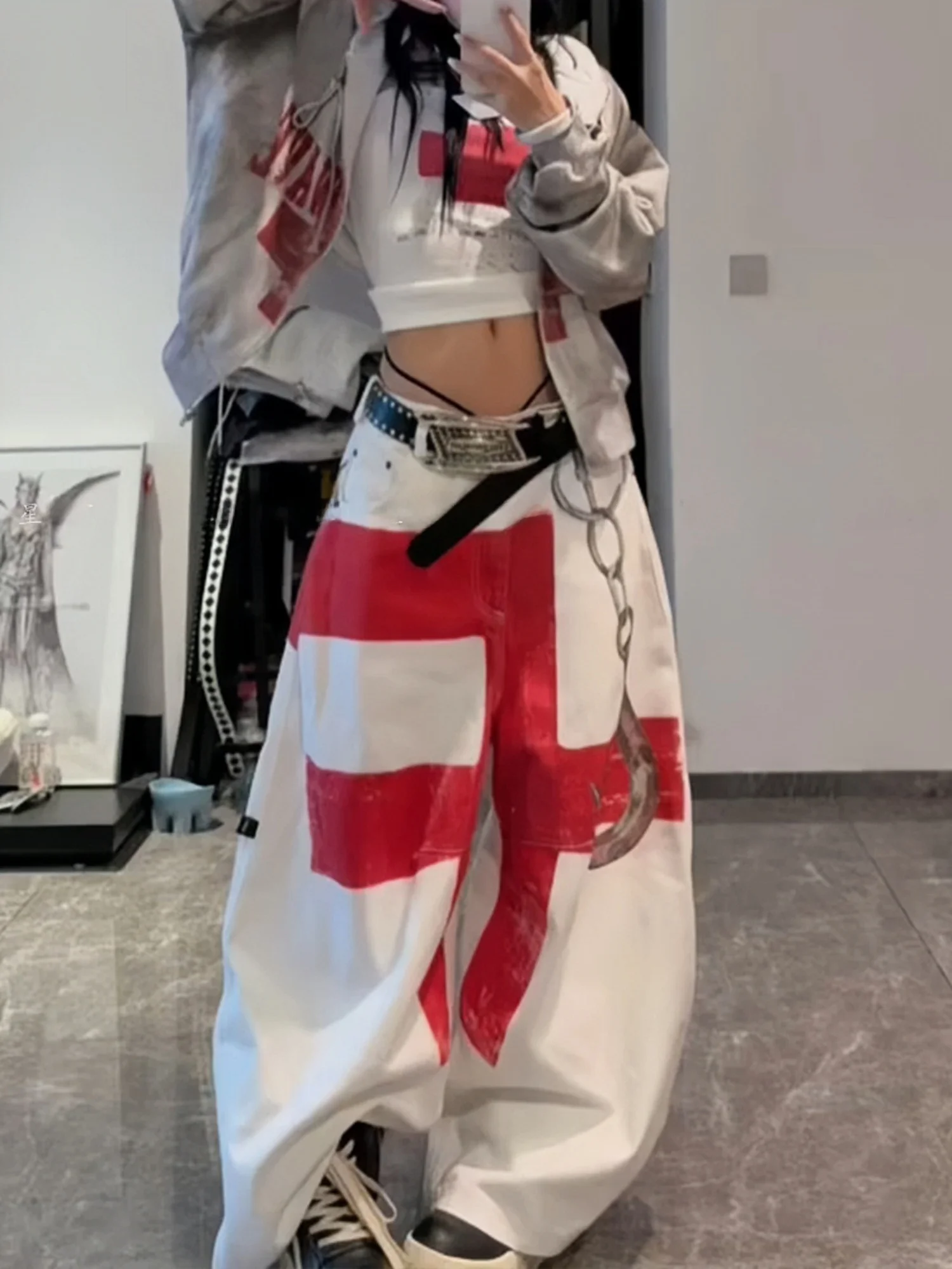American Style Hot Girl Heavy Design Color Block Print Jeans Women's Decorative Hook Wide Leg Floor Length Pants
American Style Hot Girl Heavy Design Color Block Print Jeans Women's Decorative Hook Wide Leg Floor Length Pants