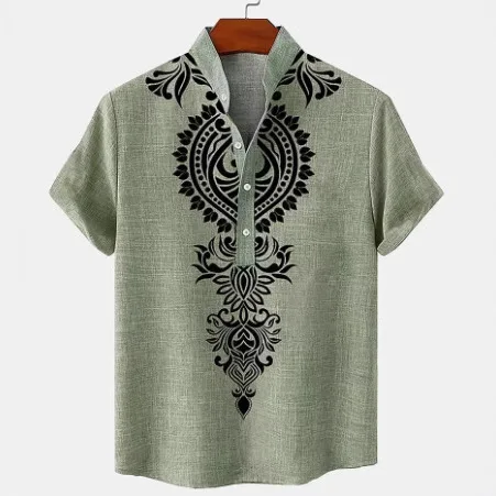 Summer Men's Ethnic Style 3D Print Henley Shirt Button Down Collar Short Sleeve Fashion Casual Tops Shirts for Man Short Sleeve
Summer Men's Ethnic Style 3D Print Henley Shirt Button Down Collar Short Sleeve Fashion Casual Tops Shirts for Man Short Sleeve