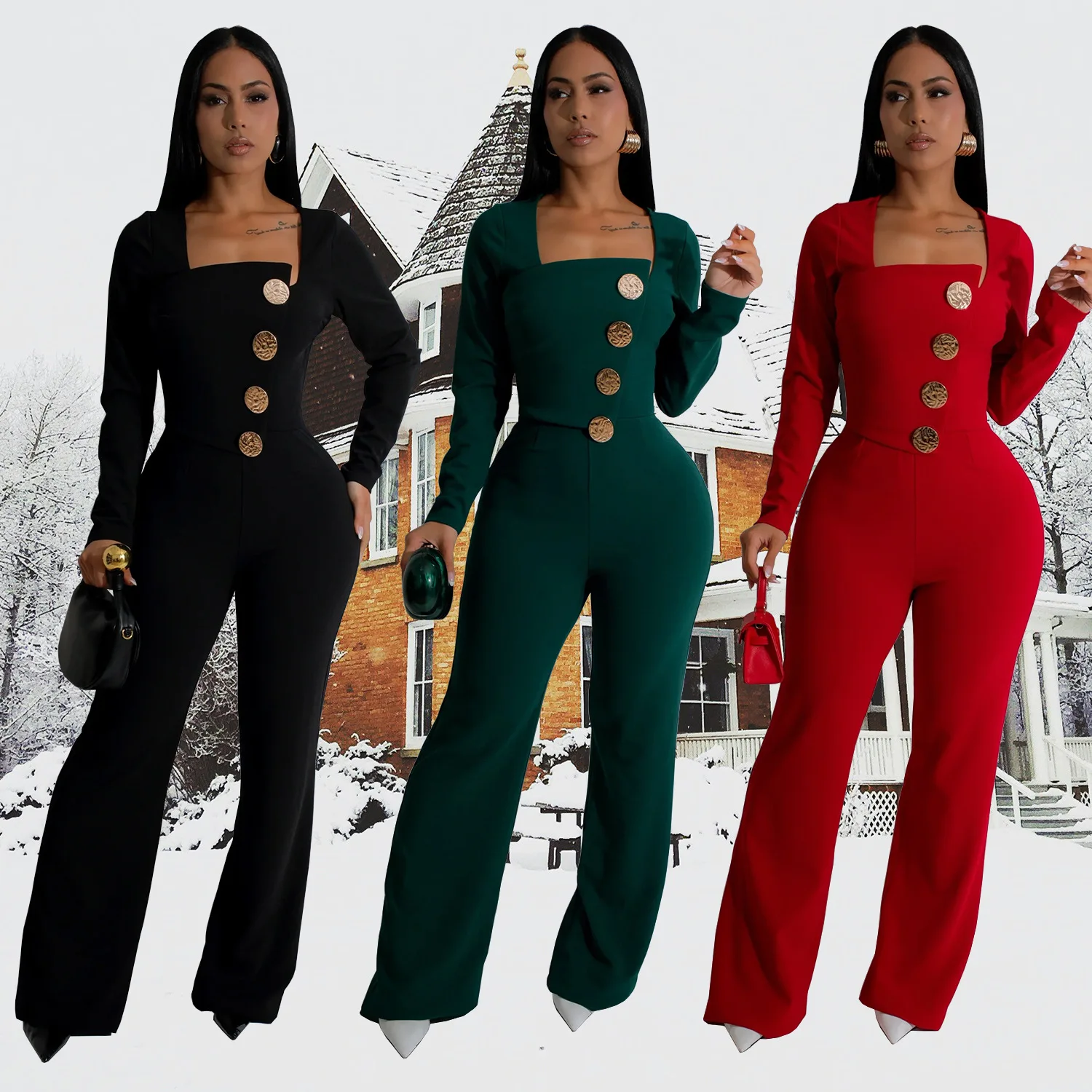 Fashion women's clothing long-sleeved arm-wrapped trousers slim-fitting solid-color jumpsuit sexy and thin high-end simple women
Fashion women's clothing long-sleeved arm-wrapped trousers slim-fitting solid-color jumpsuit sexy and thin high-end simple women