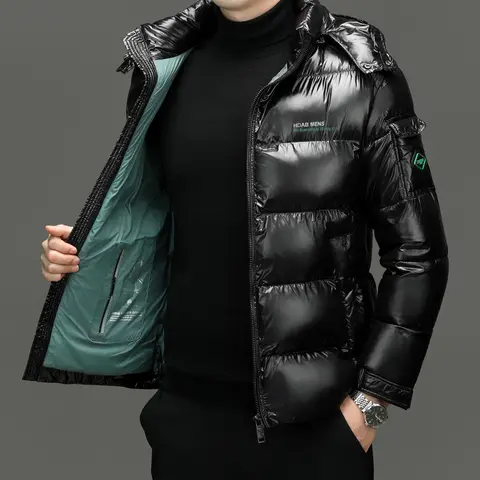 Men's Waterproof Down Coats Casual Warm Bright Cotton-Padded Jackets 2025 Autumn Winter Men's Loose Shiny Down Coats Outwear Windproof Waterproof Top Parkas