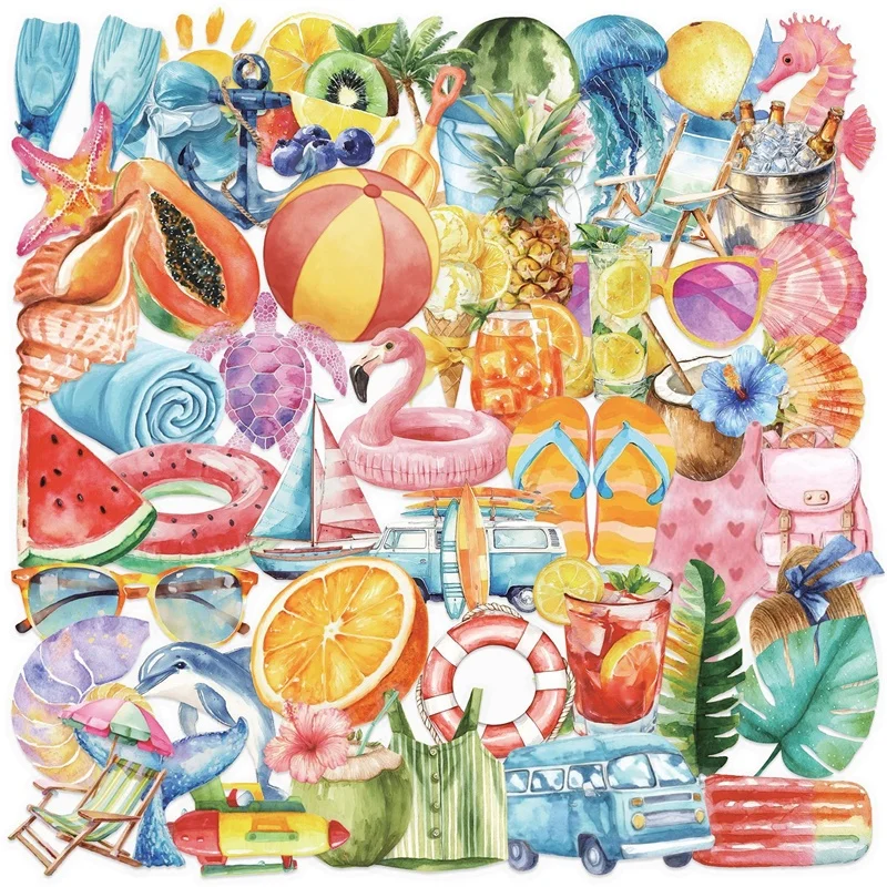 50PCS Cute Watercolor Summer PET Sticky Sticker Aesthetic Tear Open DIY Decoration Scrapbooking Sketchbook Supplies for Kids
50PCS Cute Watercolor Summer PET Sticky Sticker Aesthetic Tear Open DIY Decoration Scrapbooking Sketchbook Supplies for Kids