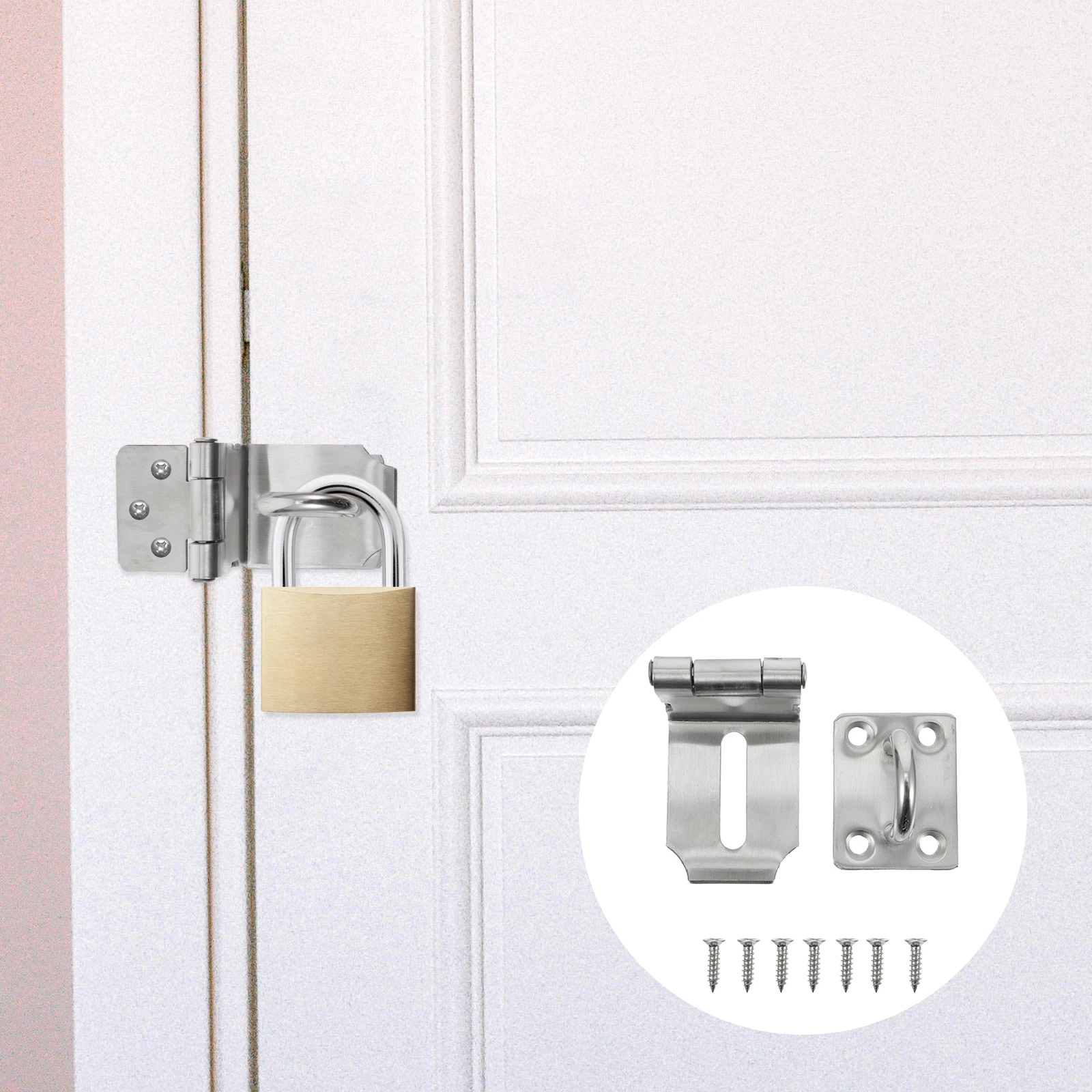3 Inch Door Lock Right Angle Padlock Hasp Stainless Steel Latch Gate Buckle Scratch Resistant Corrosion Resistant 8 Screws
3 Inch Door Lock Right Angle Padlock Hasp Stainless Steel Latch Gate Buckle Scratch Resistant Corrosion Resistant 8 Screws