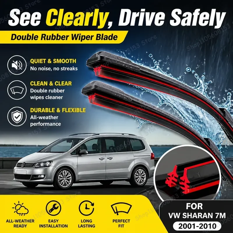 For VW Sharan 7M 2001–2010 Front Windshield Wiper Blades Double Rubber Replacement Car Accessories for 2008 2009 2010 All
For VW Sharan 7M 2001–2010 Front Windshield Wiper Blades Double Rubber Replacement Car Accessories for 2008 2009 2010 All