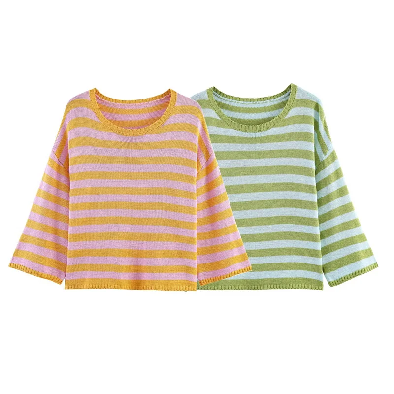 Women's Top 2026 Summer New Stripe Mid-Sleeve Loose Simple Round Neck Knitted Pullover Top Casual Fashion Versatile
Women's Top 2026 Summer New Stripe Mid-Sleeve Loose Simple Round Neck Knitted Pullover Top Casual Fashion Versatile