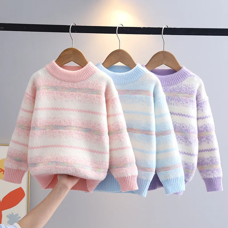 Осенне-зимний вязаный свитер для девочек, пуловер с круглым вырезом, удобные топы с длинными рукавами, теплая базовая одежда, детская одежда для детей 4-8 лет
Осенне-зимний вязаный свитер для девочек, пуловер с круглым вырезом, удобные топы с длинными рукавами, теплая базовая одежда, детская одежда для детей 4-8 лет